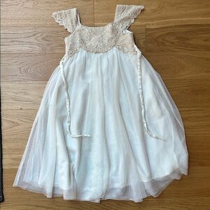 Monsoon Cream Lace Trim Dress
